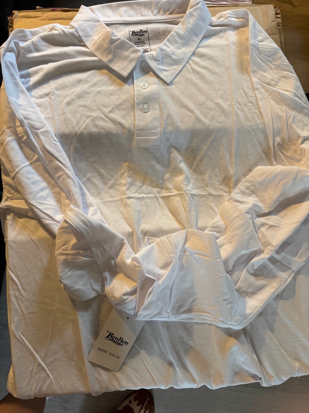 Men’s White Long-Sleeve Polo Shirt
